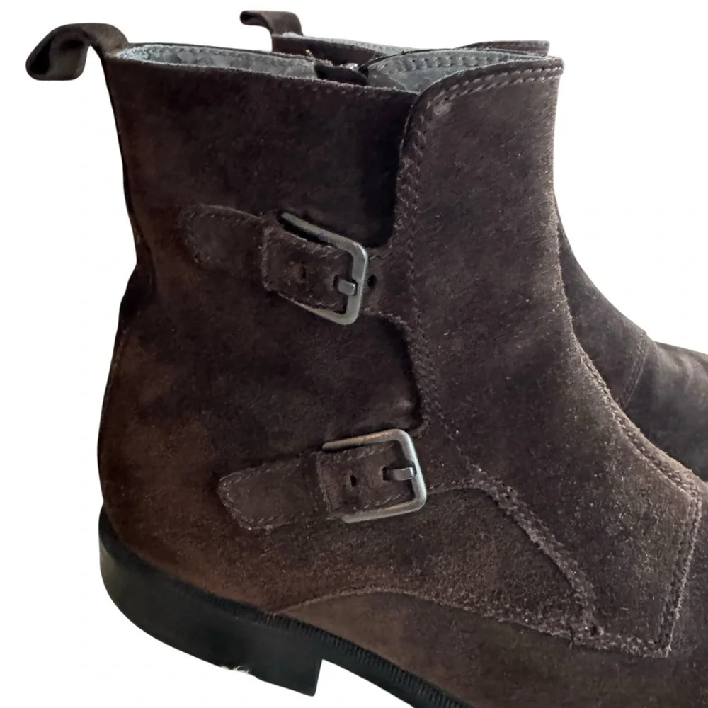 Calvin Klein Men’s Brown Suede Double Buckle Ankle Boots Size 12